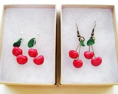 cherry earrings // antiqued bronze or antiqued silver // rockabilly