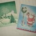 Vintage Christmas Cards, 1940s Christmas cards, new old stock,  two cards with envelopes