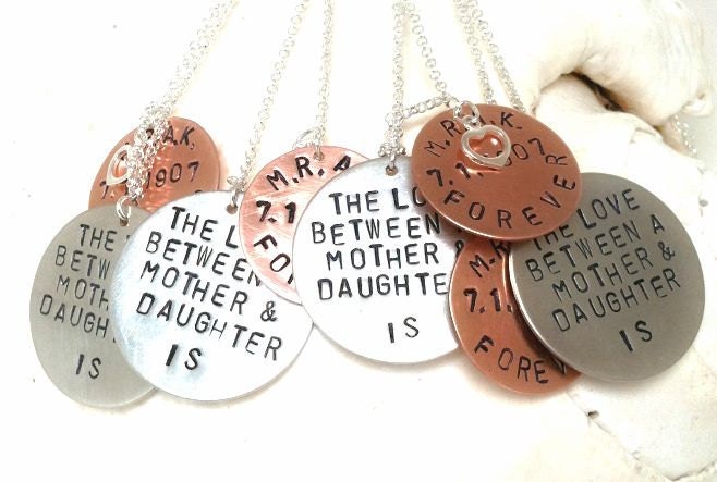 Mother Daughter Necklace on Mother Daughter Hand Stamped Necklace  Mother Daughter Custom Order