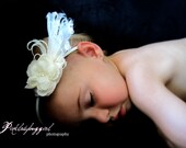 Feather and rose baby headband FREE SHIPPING