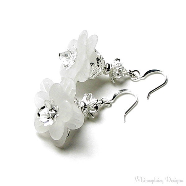 Snow White Floral Fantasy Silver Fairy Tale Crystal Earrings