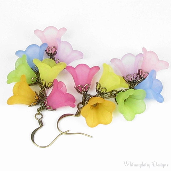 Butterfly Lily Cascading Floral Rainbow Earrings