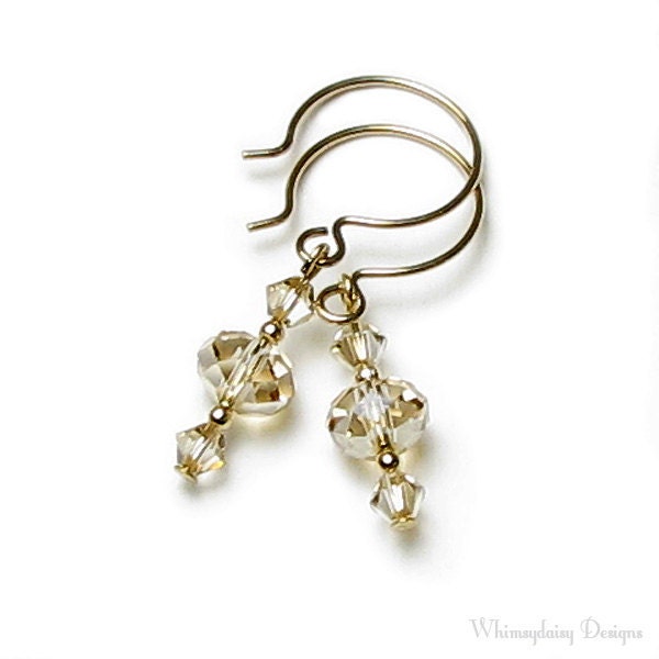 Classic Rondelle Swarovski Crystal 14K Gold Filled Earrings