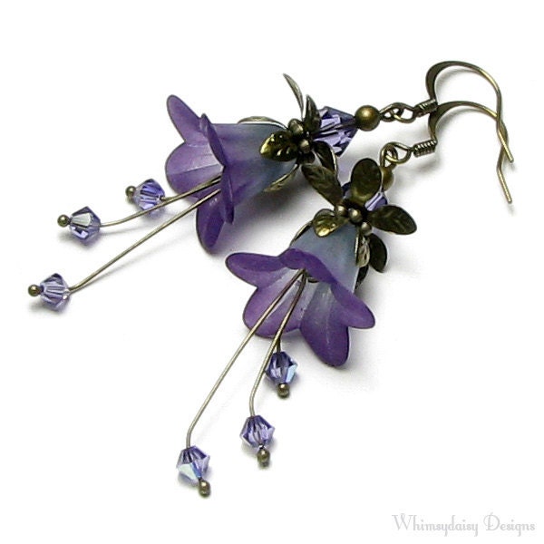 Wild Purple Floral Fantasy Crystal Earrings