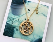 Lock and Key SALE Necklace, Skeleton Key Victorian Style Ornate Necklace in Gold