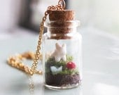 Terrarium Necklace - "A Bunny's World" Jar Terrarium Necklace