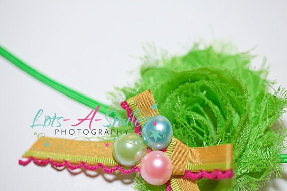 ready to ship - pick a color - headband or clip - newborn / toddler headband, girls / childrens headbands, chiffon flower  with pearls
