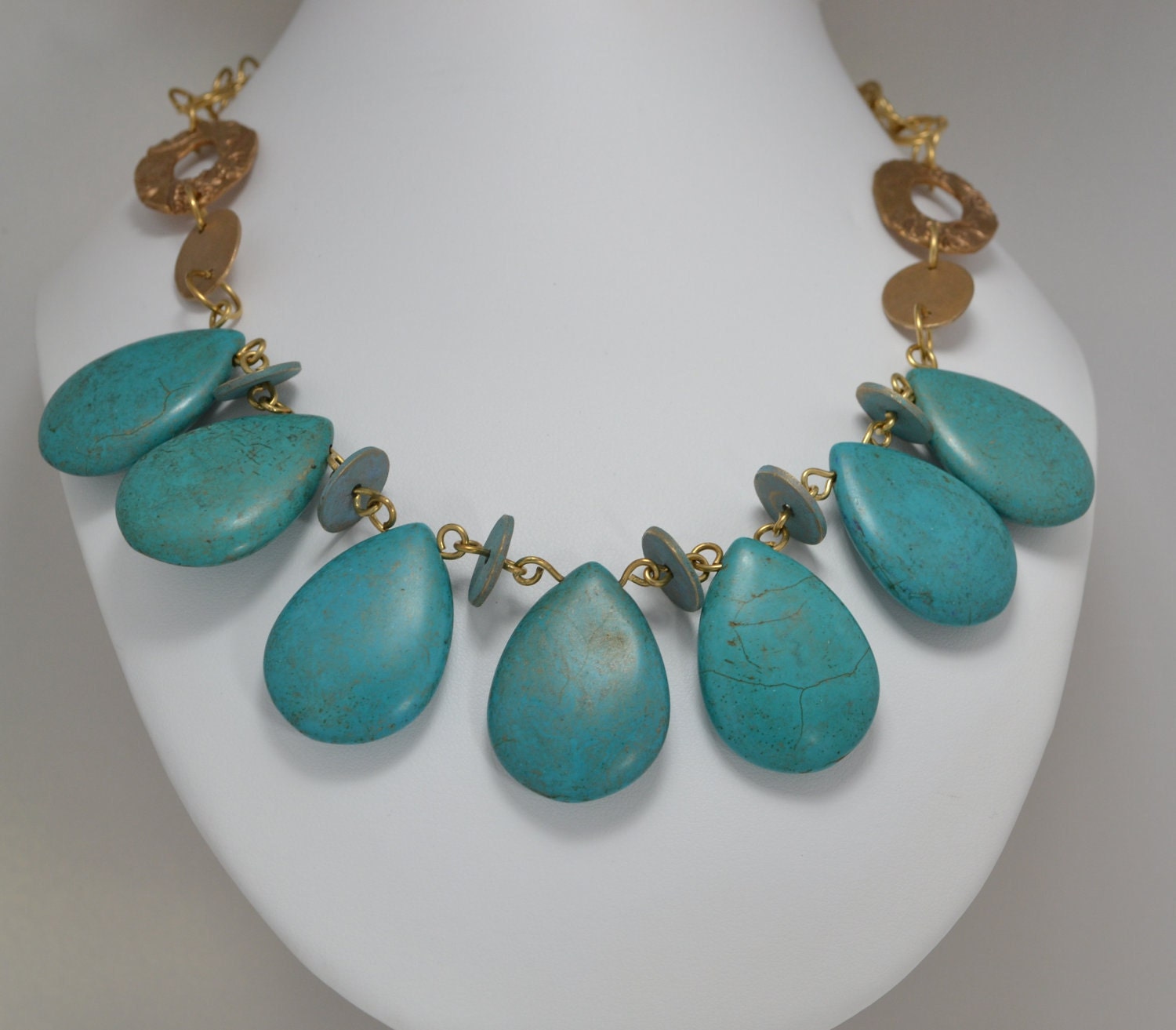 Artisan Necklace Turqoise Howlite Large, Chunky OOAK Necklace :)