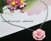Sweet Big Pink Camellias Clay Necklace(pink)