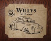Hot Rod - Willys 1941 Coupe - Fretwork - Wooden Plaque -Wall Hanging