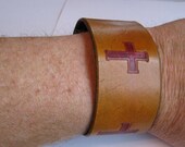 Leather Wristband Leather Bracelet Christian Calvary Crosses