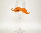 20 Place Cards, Mustache, Wine Glass Decor, Original Calligraphy, Cutout, Scrapbook, Papercut by Mama Tita