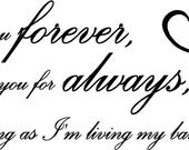 I'll love you forever, I'll like you for always, as long as I'm living my baby you'll be wall art wall sayings