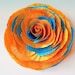 Orange Turquoise Blue Rose brooch or hair pin