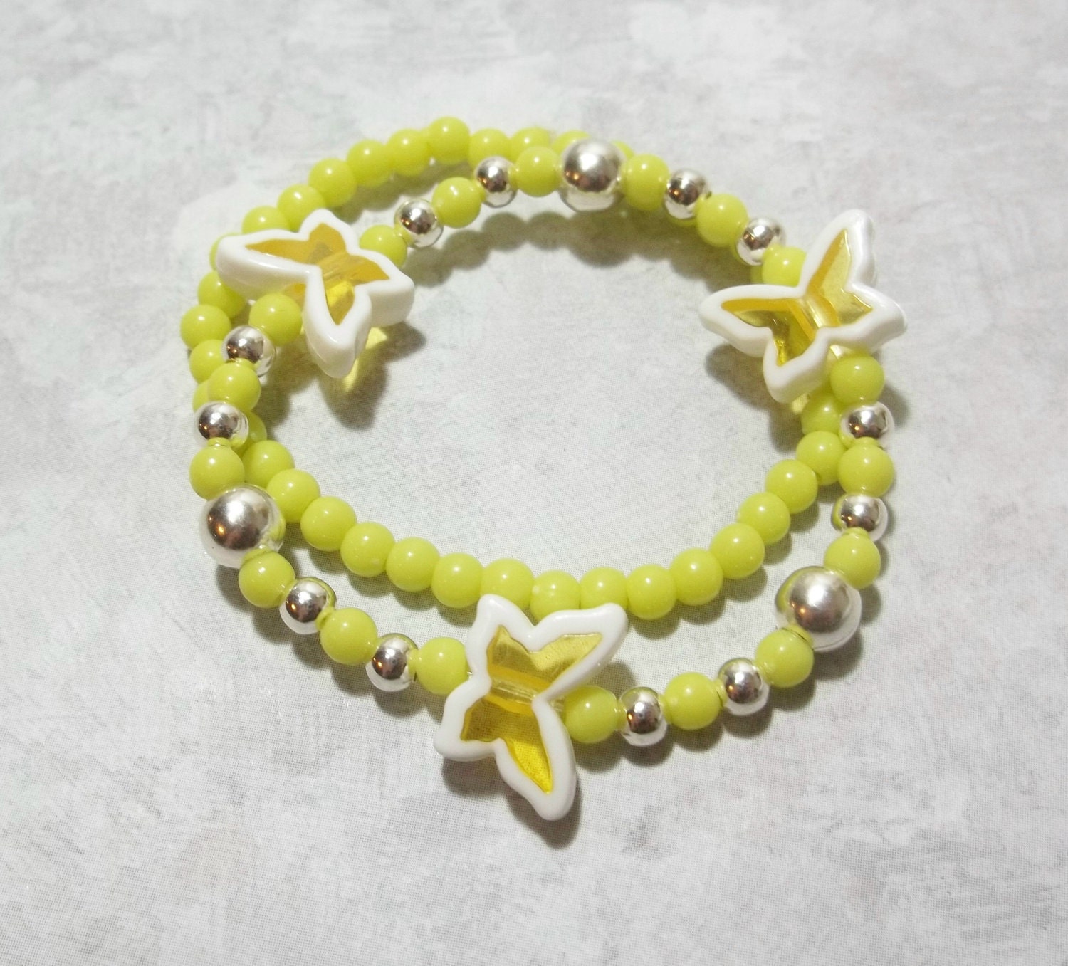Little Girls Shades of Spring Butterfly Bracelets - Yellow - Free Shipping