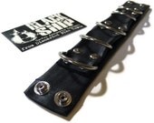 Snap Bracelet - Black 5 Ring Bondage Vegan Bike Punk Metal