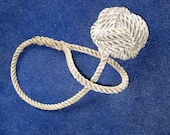 Nautical Decor Grayish Curtain Tie Back Wrap Around Monkey Fist Ball Knotted Tie Back Rope Repurposed Alaska Fishing Line