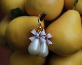 vintage inspired pearl drop earrings with pink bows