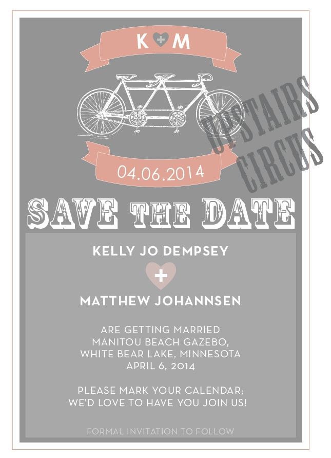 Digital Save the Date - Custom Printables - Bicycle Built for Two