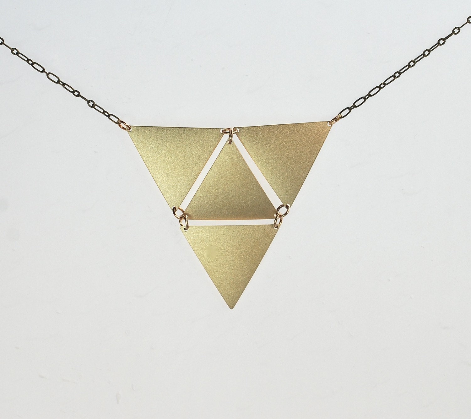 Triangle in Triangle Golden Necklace - ThePolkadotMagpie
