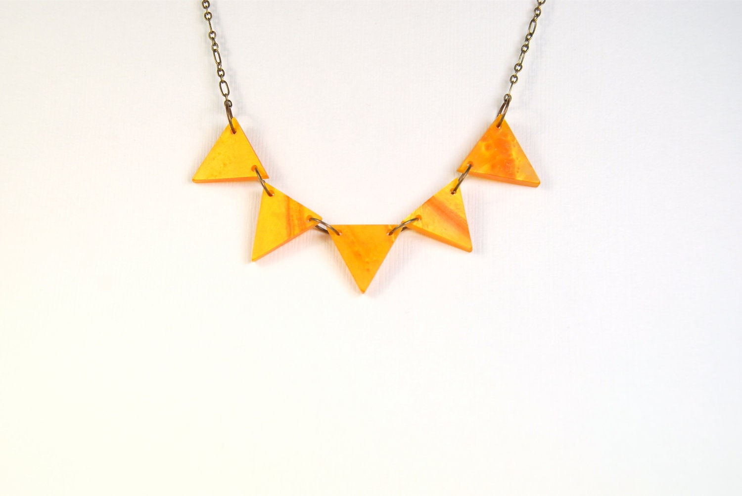 Triangle Orange Golden Fall Pennant Necklace - ThePolkadotMagpie