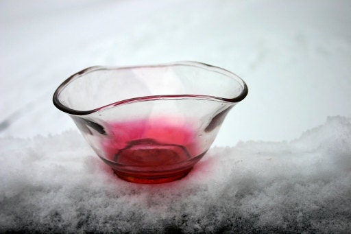 Pink, White, Bowl, Candy Dish, Christmas, Winter