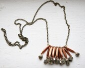 Faceted Pyrite and Vintage Copper Fringe Necklace