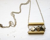 Faceted Peruvian Pyrite Necklace with Vintage Brass Tubes
