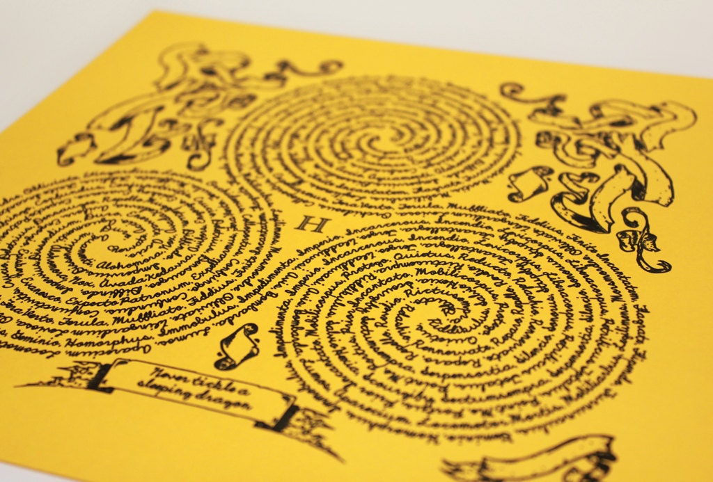 Scrolls & Spells - Wizard inspired art - Hufflepuff