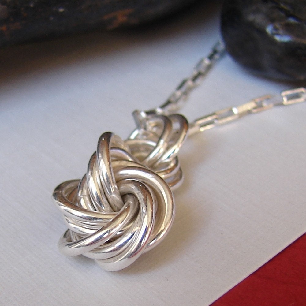 Sterling Silver Love Knot Necklace, Handmade Chainmaille Chain Mail Chain Maille Necklaces