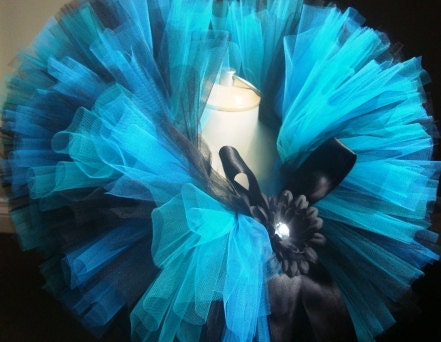 Black and Blue Tutu for Your Lil Rock Star Baby and Toddler Sizes Available Heaband and Flower Clip Included - LilCutiePatootieTutu