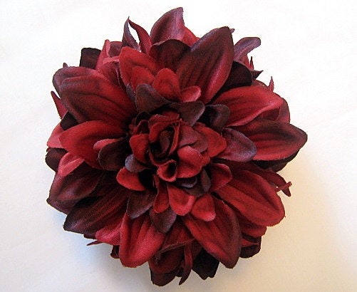 Crimson Red Dahlia Silk Flower Hair Clip