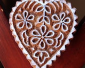 Hand Carved Indian Wood Textile Stamp Block- Heart
