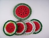 Quirky Crochet Watermelon Coaster Set