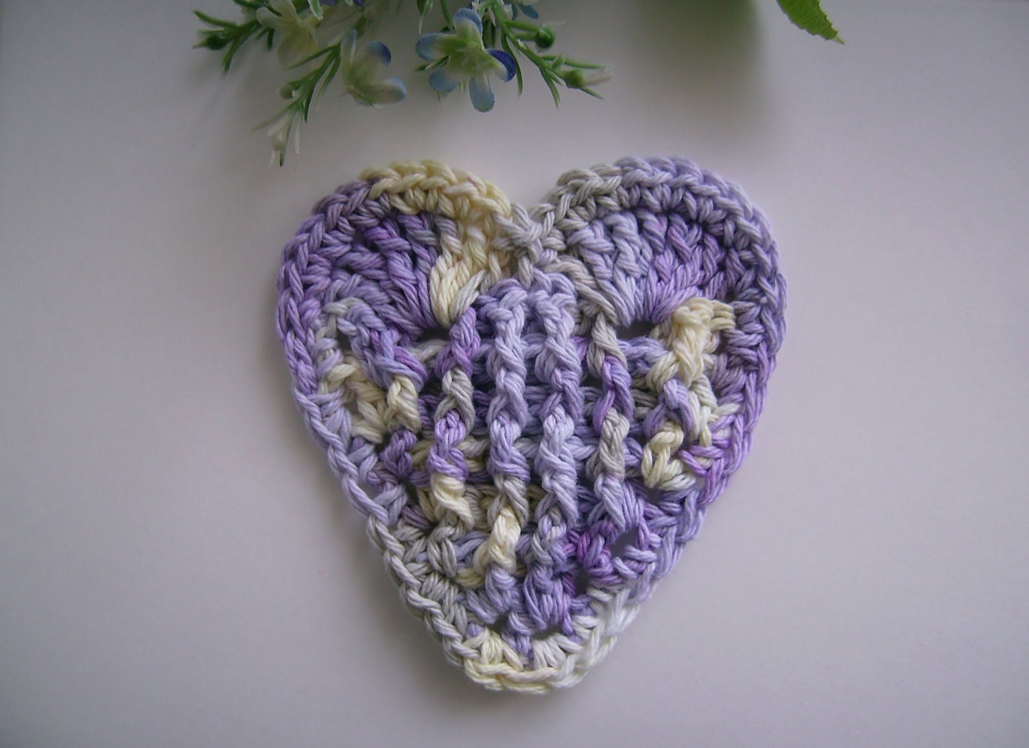 Valentine's Day Lavender Heart Crochet Soap Dish USA Grown Cotton