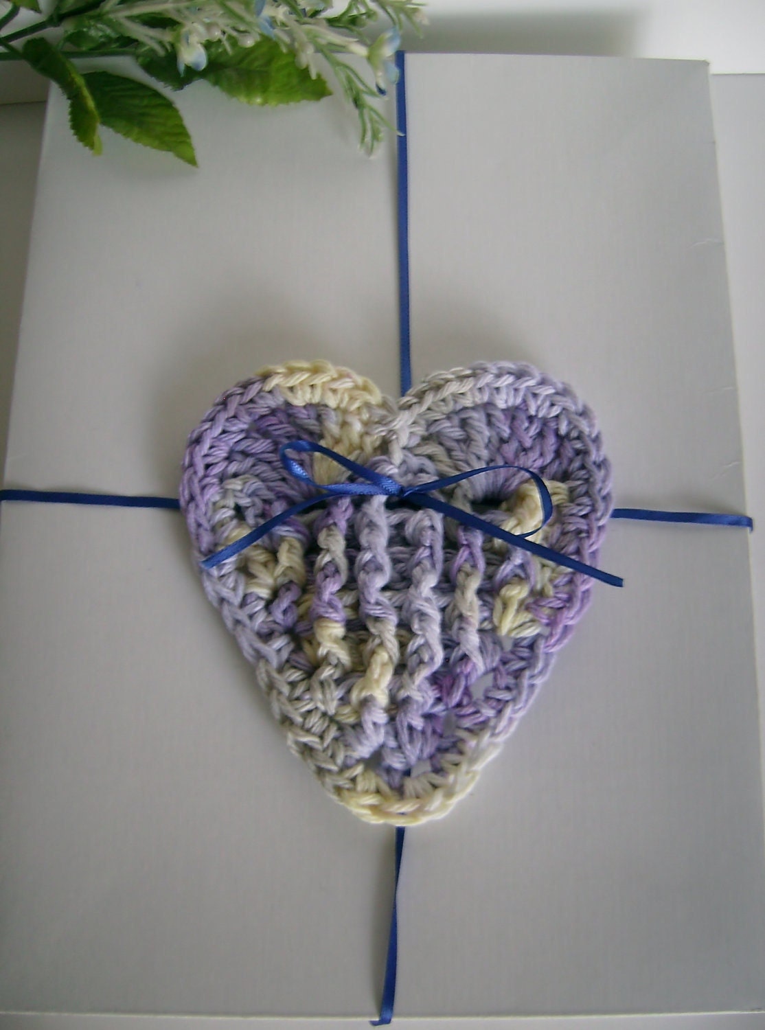 Valentine's Day Lavender Heart Crochet Soap Dish USA Grown Cotton