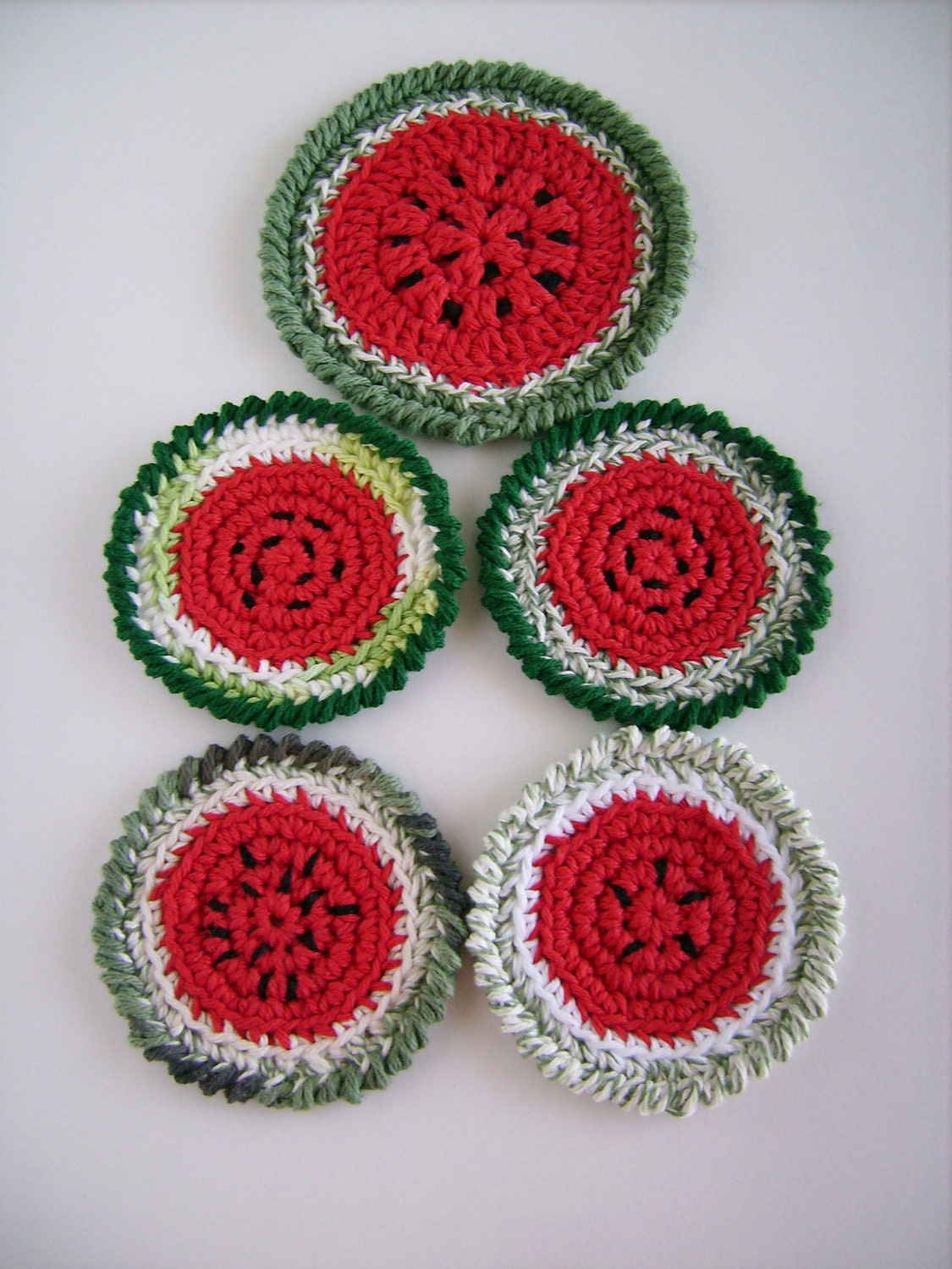 Quirky Crochet Watermelon Coaster Set