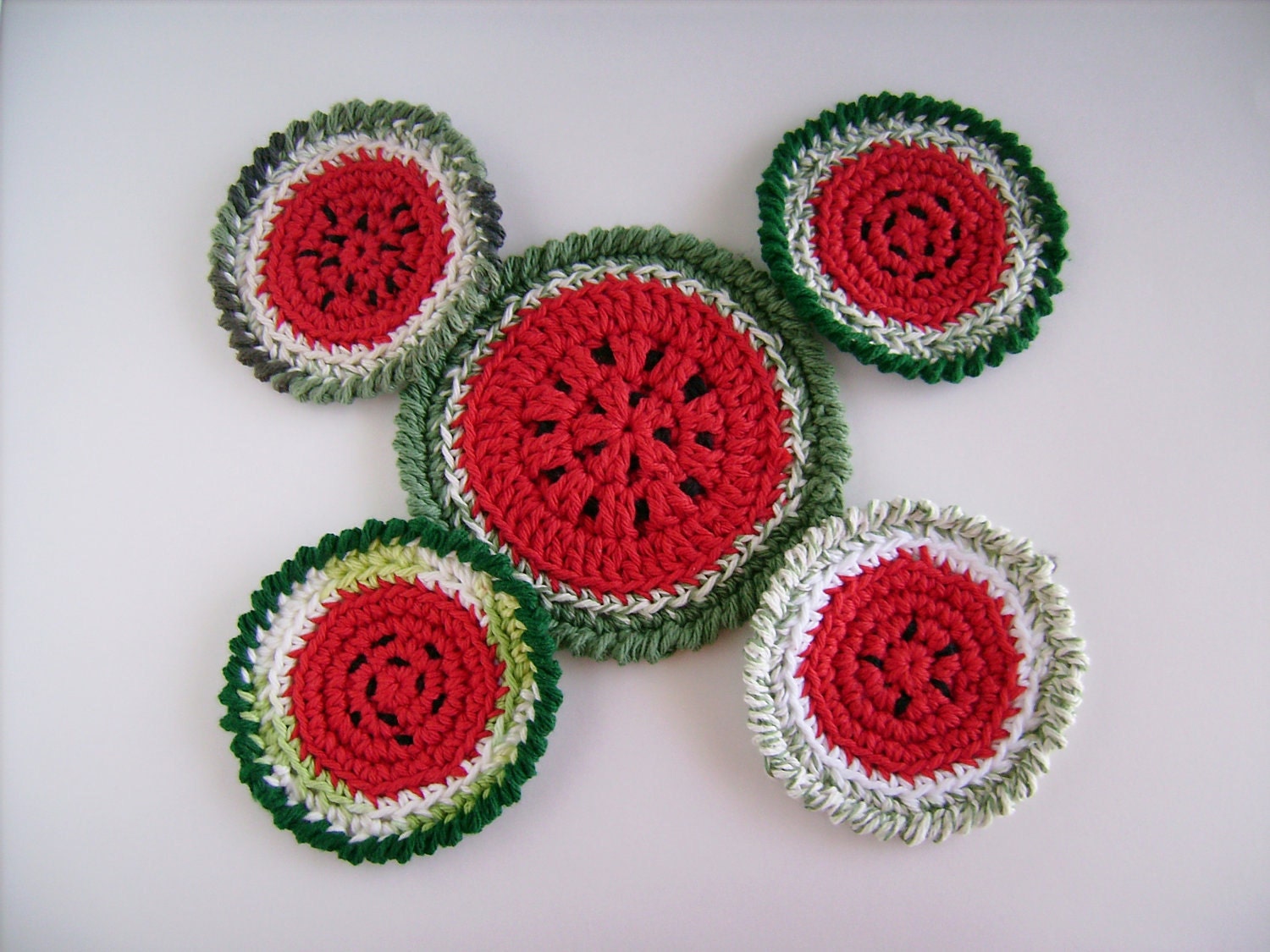 Quirky Crochet Watermelon Coaster Set