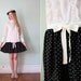 vintage 1960's white & black drop waist dress with polka dots ruffles / size x-small - s