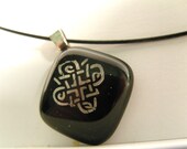 Celtic Black and Gold Fused Glass Pendant