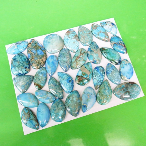 25x40mm Nugget Pendant Bead Sea Sediment Jasper Blue - Wholesale Lot - 3049-