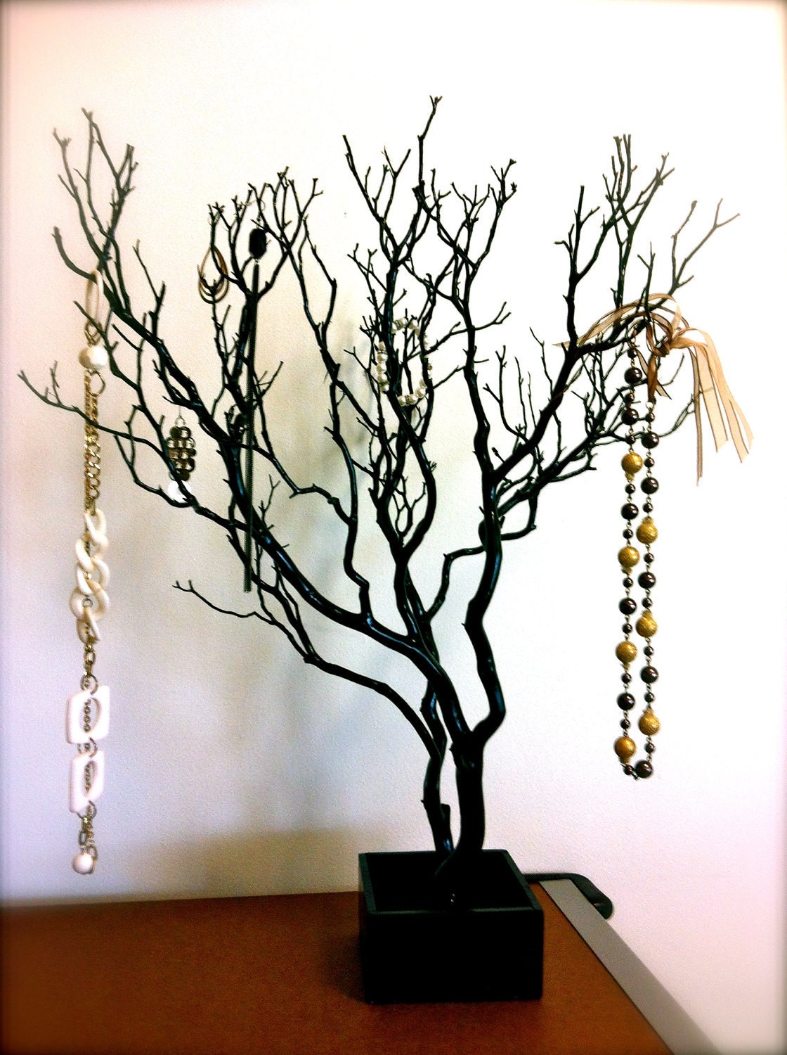 30" Black / Painted Tree Jewelry holder