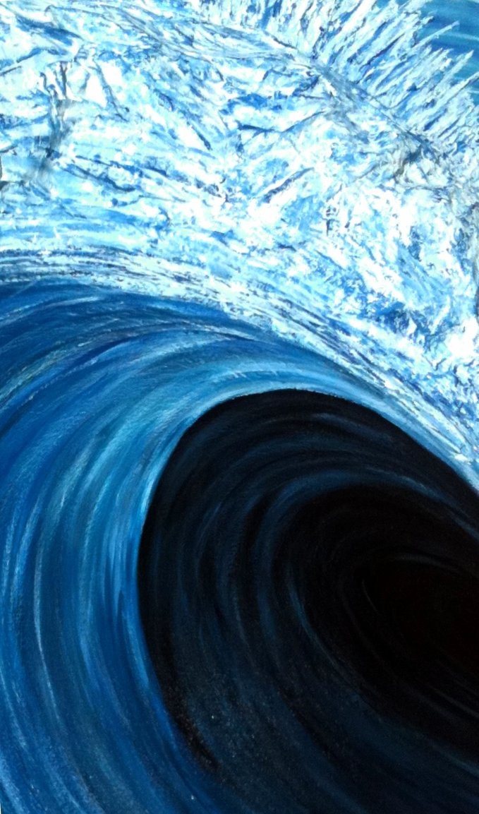 Surf Tunnel - Large, 3D, Mixed Media Acrylic Painting on Recycled Material