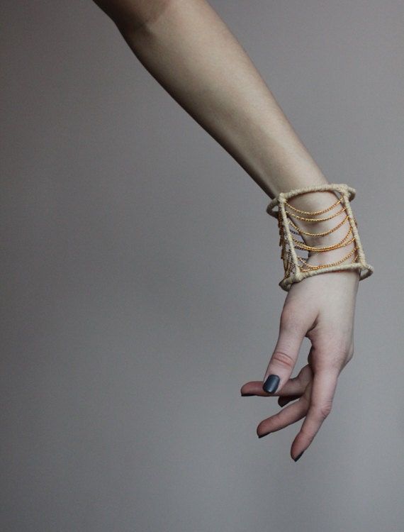 Gold chain bangle bracelet - mariaHandmade
