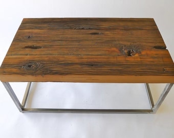 Coffee Table / Reclaimed Barnwood with metal legs / Colton Table