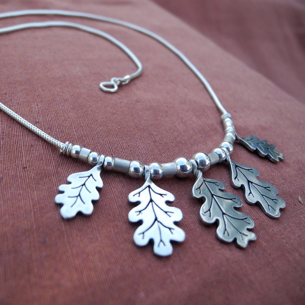 Oak Leaf Necklace - sterling silver - statement