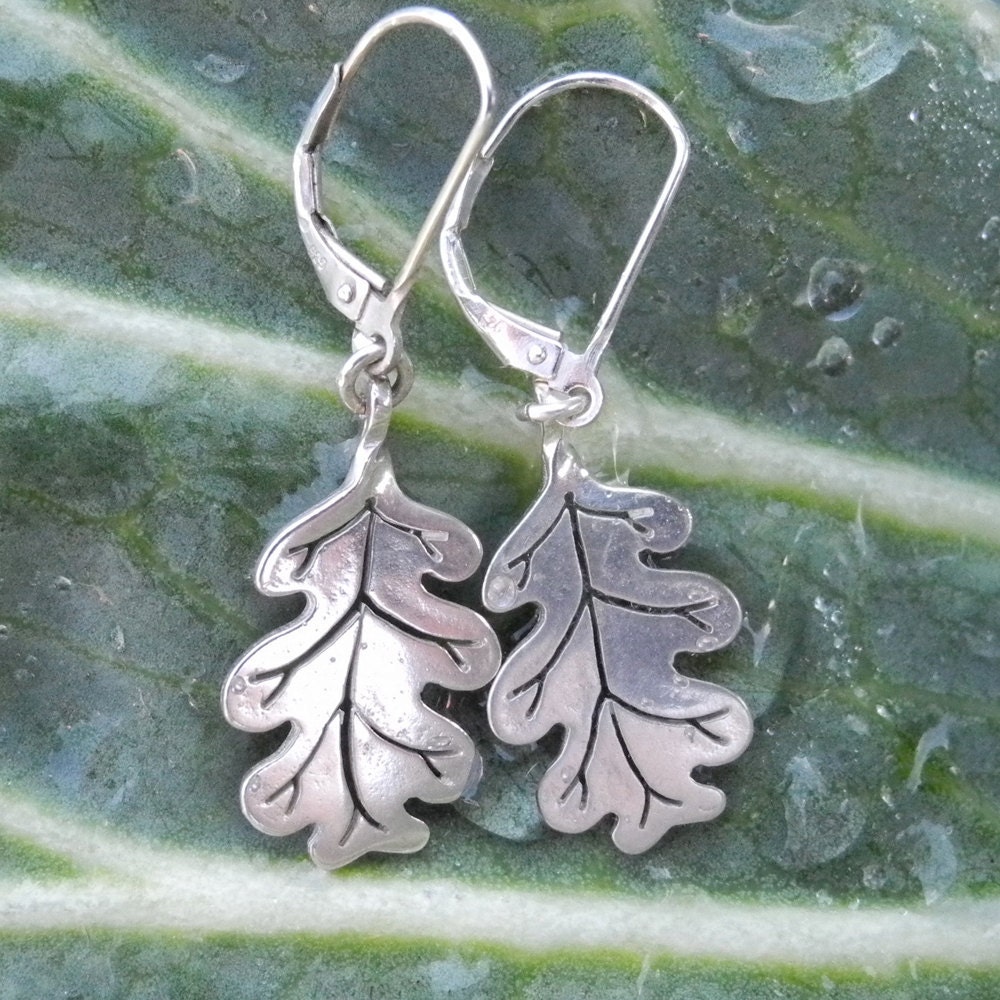 Oak Leaf Earrings - sterling silver