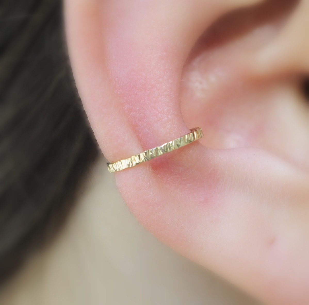 14K Yellow Gold Filled Ear Cuff Hoop Earring Cartilage/catchless/tragus/helix/nose ring