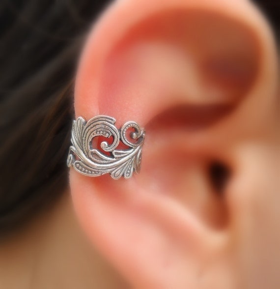 Sterling Silver Handcrafted Textured Ear Cuff Cartilage/catchless/helix