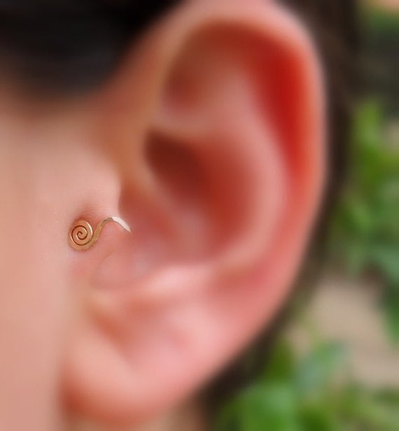 Tragus/Nose/Ear Cuff 14K Rose Gold Filled Handcrafted Non Pierced Nose Ring Spiral